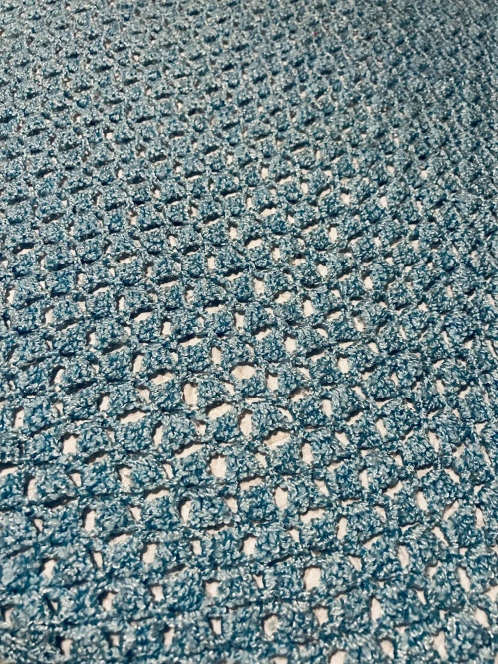 VERY SOFT Handmade Crochet Knit Throw Blanket Afghan in Light Blue